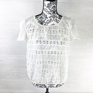 Anthropologie Mermaid Floral Lace Peasant Top